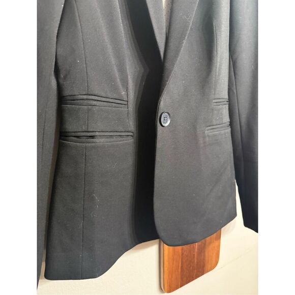 Express Black Single Button Notch Lapel Collar Lined Career Blazer Size 4 - Picture 3 of 6